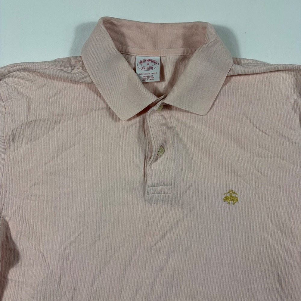 Brooks Brothers Performance Polo Mens Medium Original Fit Pique Cotton Pink